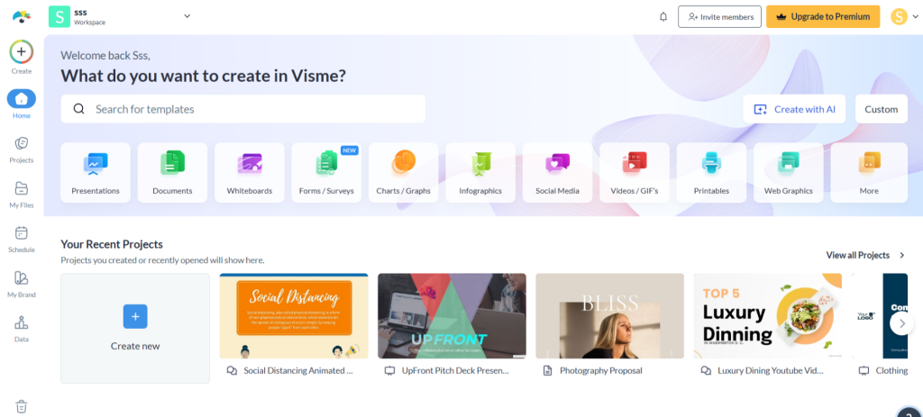 Visme interface
