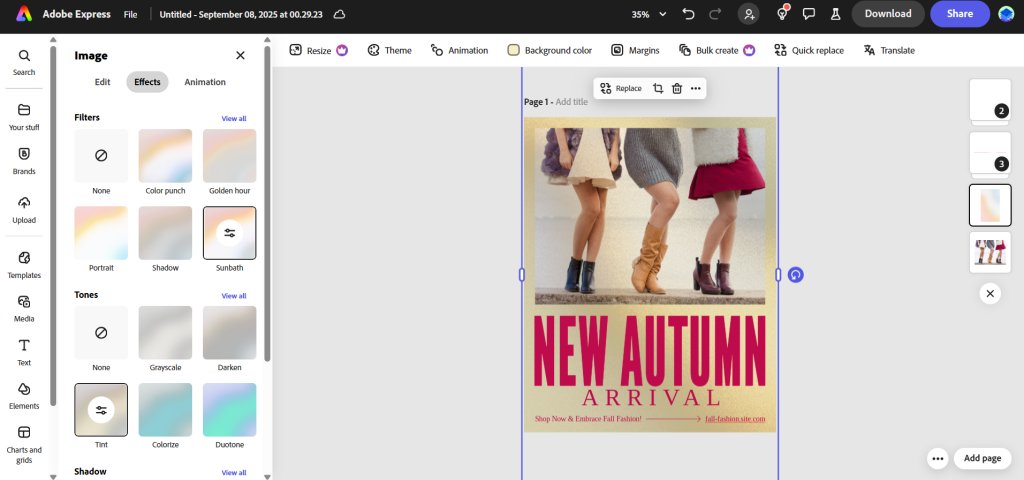 Adobe Express photo editing and customizations