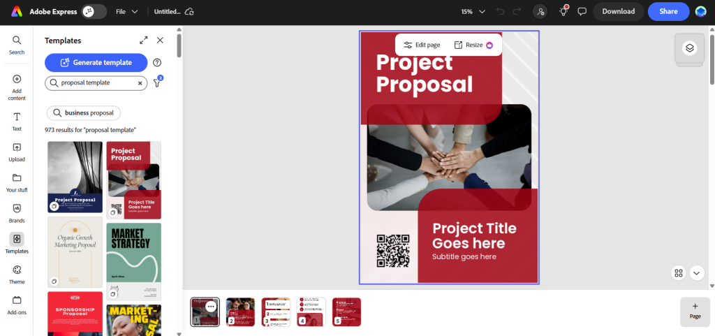 Adobe Express proposal maker