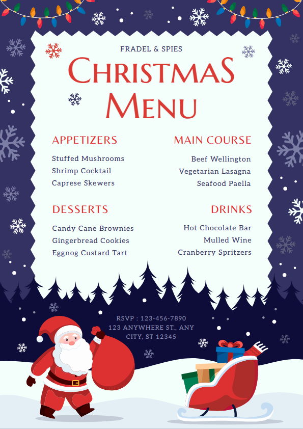 Christmas menu card template with eye-catchy visuals