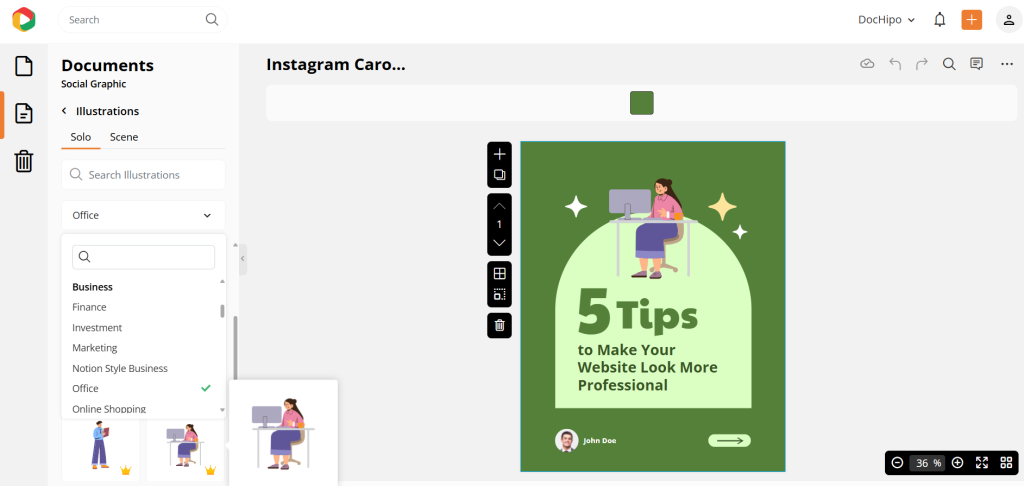 DocHipo graphic elements vs Canva vs Adobe Express elements
