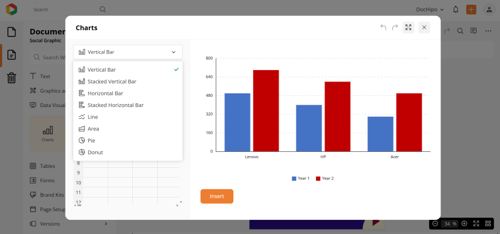 Interactive data visualization in DocHipo