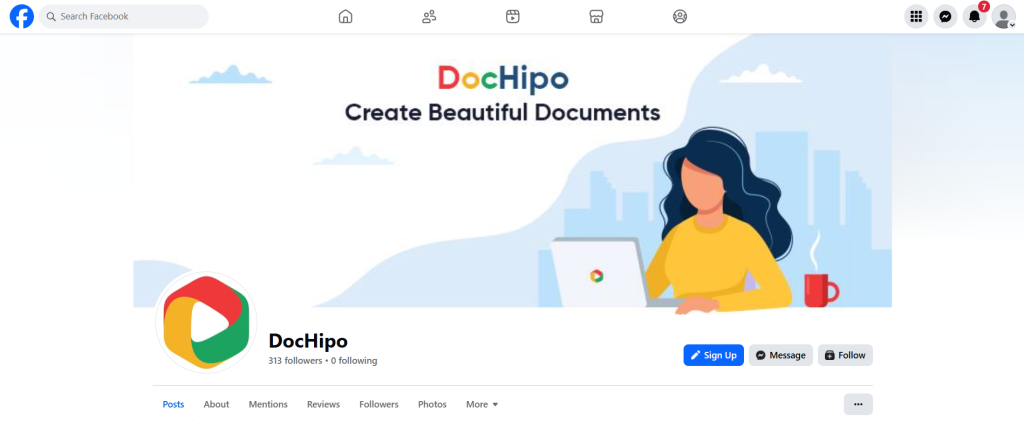 DocHipo Facebook business cover photo size