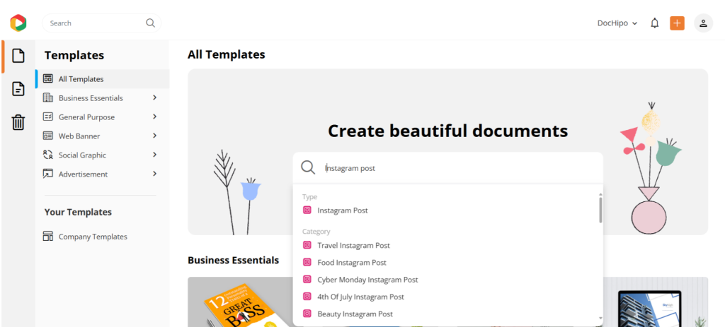 DocHipo interface- VistaCreate vs Canva vs DocHipo DocHipo interface- VistaCreate vs Canva vs DocHipo