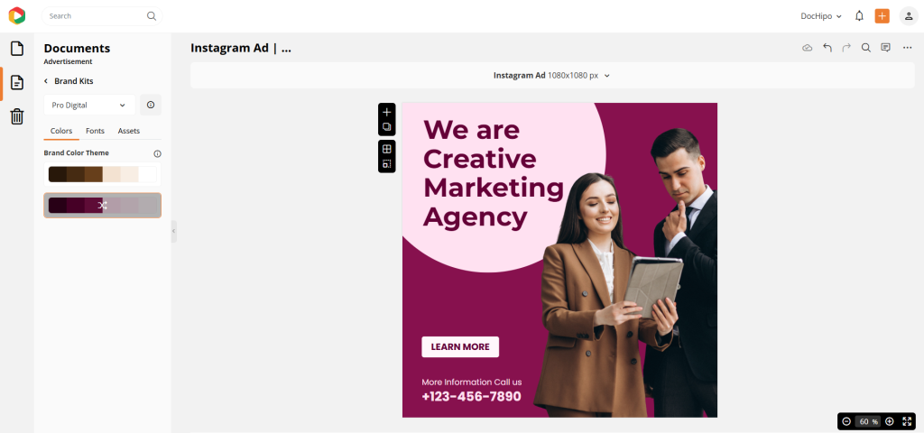 IG ad template edited with DocHipo brand kits