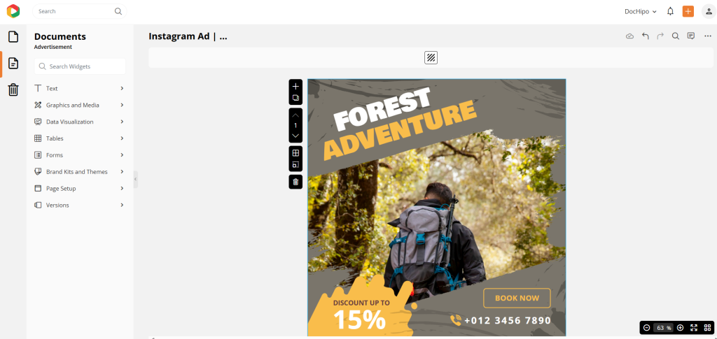 Selected IG ad template for showing AI image application