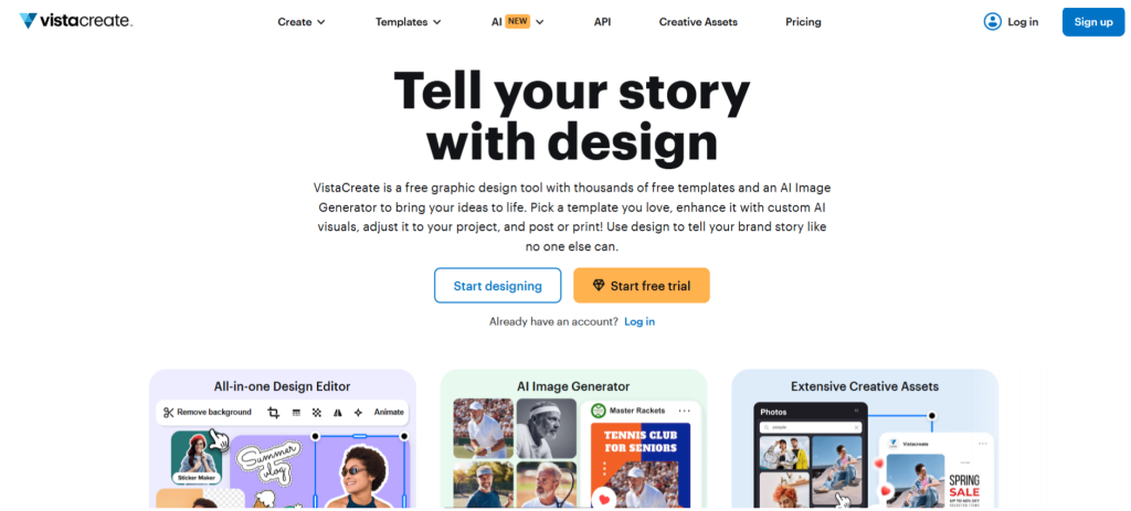 VistaCreate homepage VistaCreate homepage