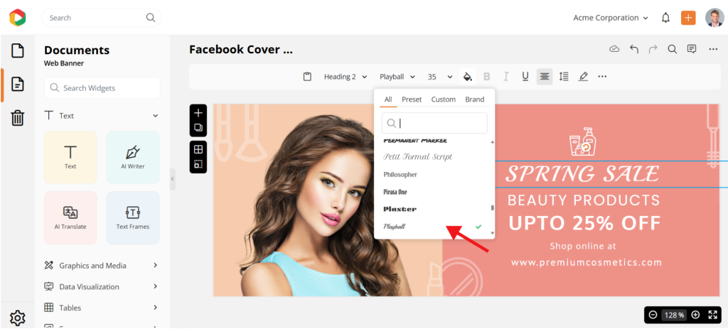 customizing Fb cover photo in DocHipo