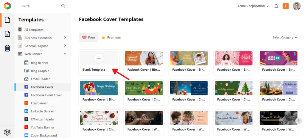 Blank template for ideal fb cover photo size