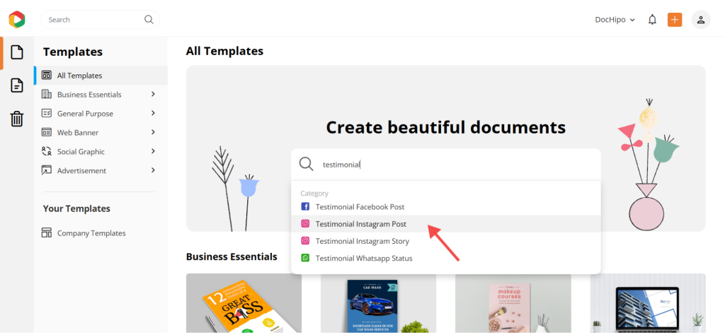 All Templates page in DocHipo All Templates page in DocHipo