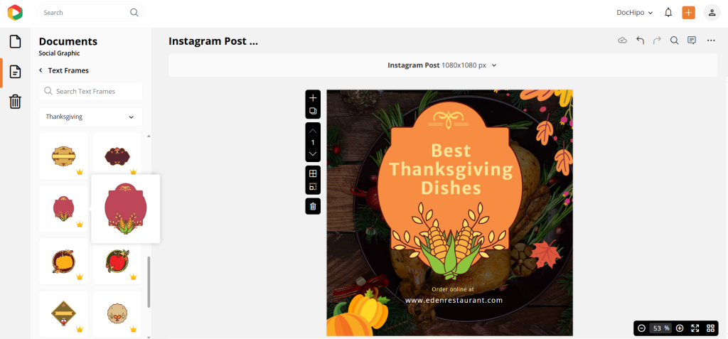 Customize designs with DocHipo text frames