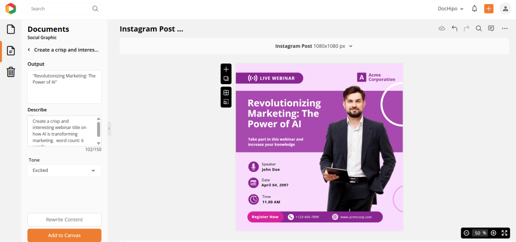 DocHipo AI Writer for engaging marketing copy
