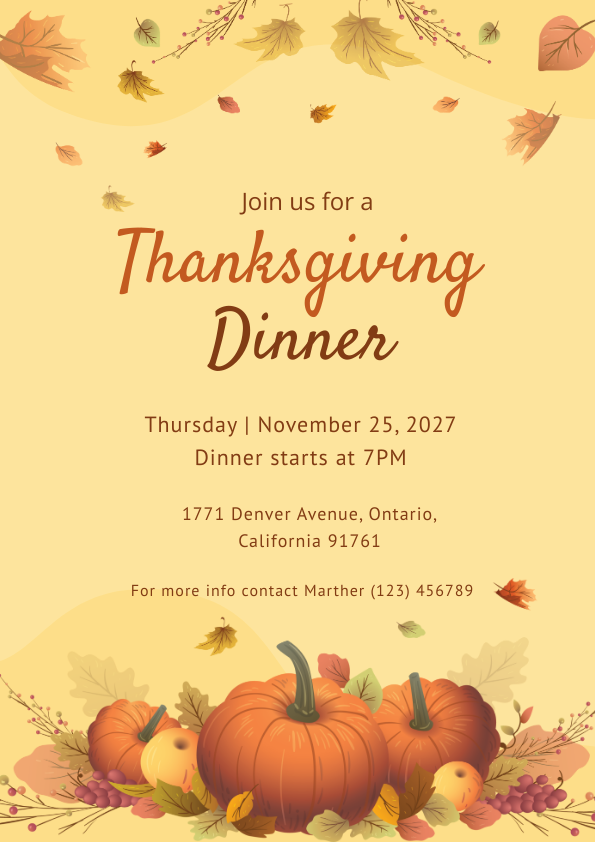 DocHipo Thanksgiving Dinner Poster Template in Classic Charms