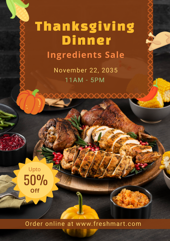 DocHipo Thanksgiving Poster Template to Drive Ingredient Sales