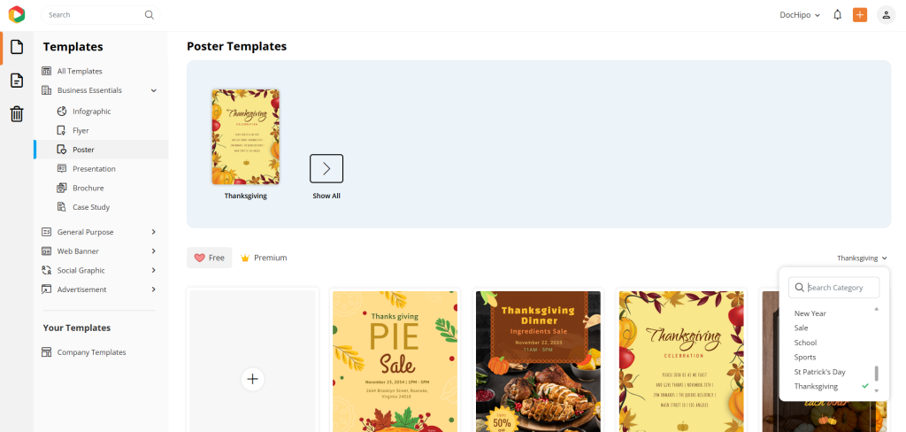 DocHipo Thanksgiving poster template library