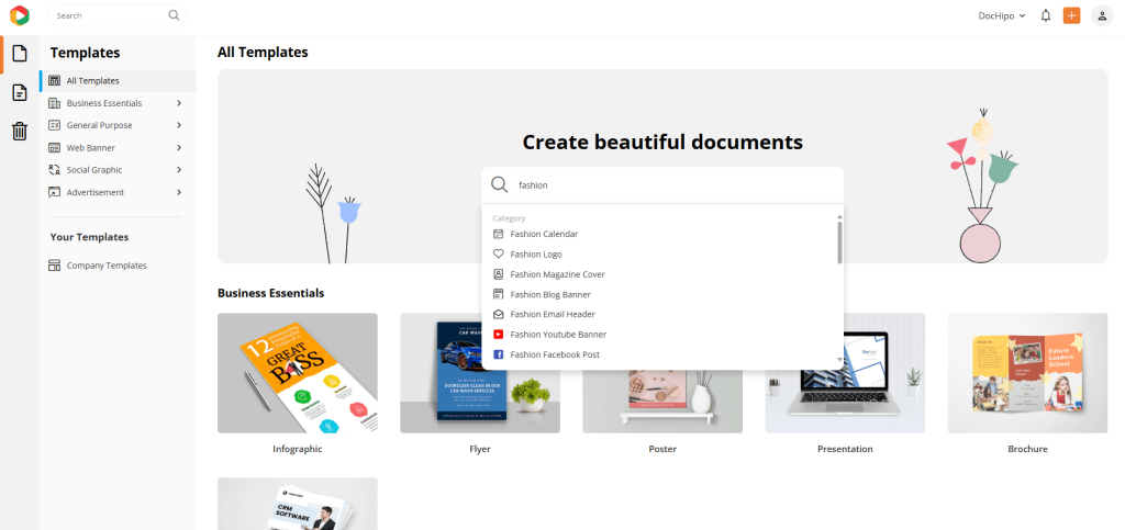 DocHipo editor and interface