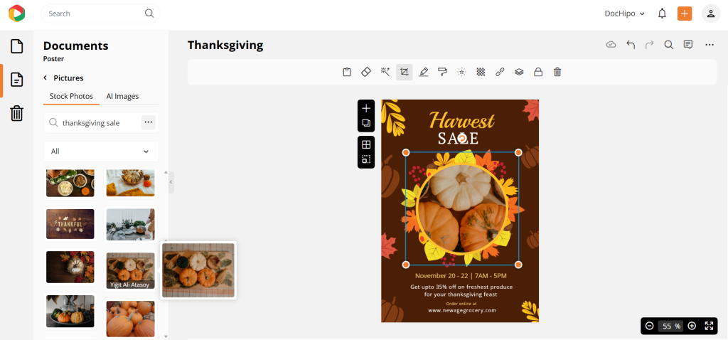 Edit Thanksgiving poster with stock images