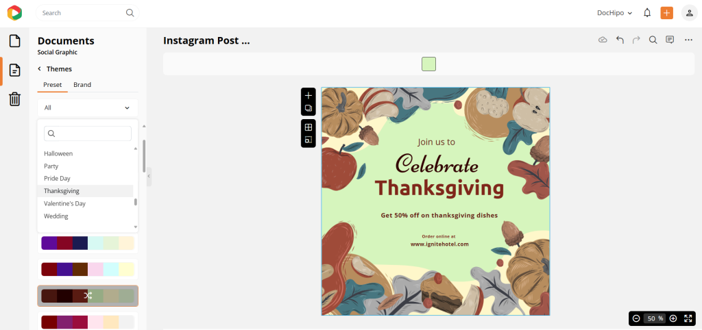 Edit with DocHipo Thanksgiving color themes