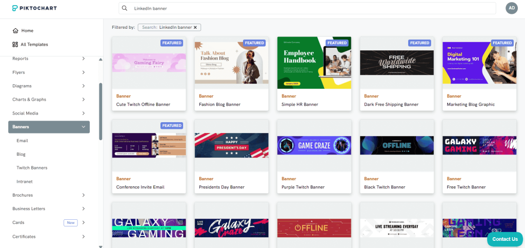 Piktochart - LinkedIn banner maker