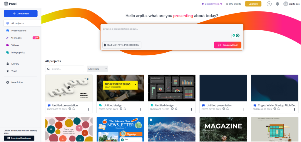 Prezi UI- Canva vs Prezi vs DocHipo comparison