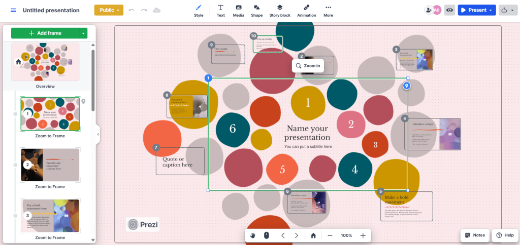 Prezi template customizations