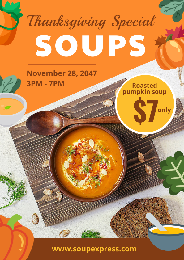 Promote Your Dish with a Harvest Touch using the Thanksgiving Poster Template
