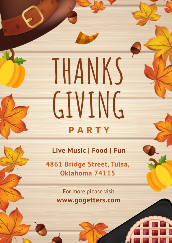 Specific goal-oriented Thanksgiving poster template for party