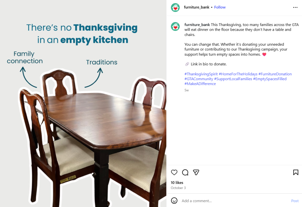Thanksgiving IG post for a social cause 