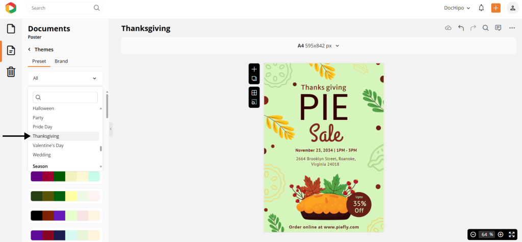 Thanksgiving color themes in DocHipo