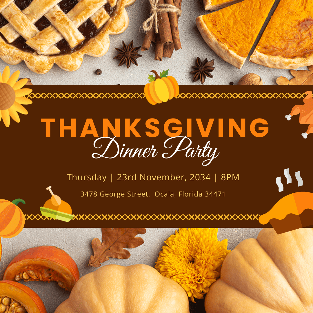 Thanksgiving party invitation with IG post