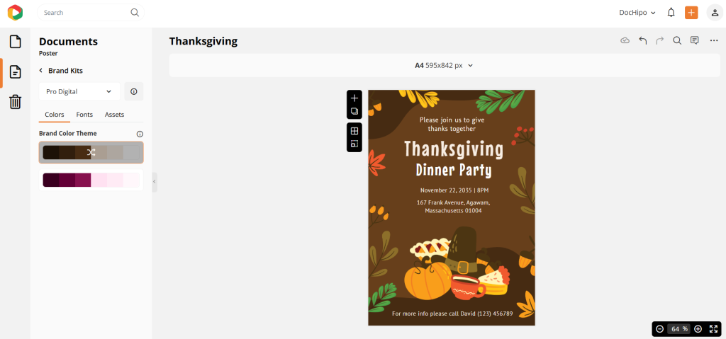 Use DocHipo brand kits for Thanksgiving poster design