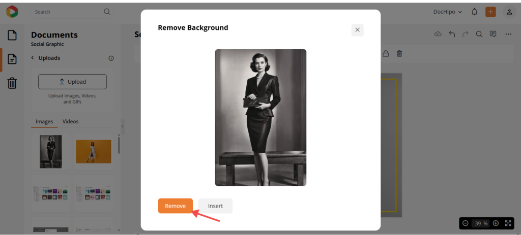 remove the background in DocHipo remove the background in DocHipo