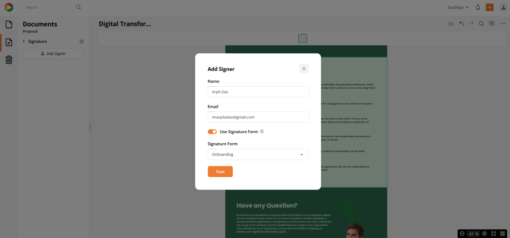DocHipo e-signature widget