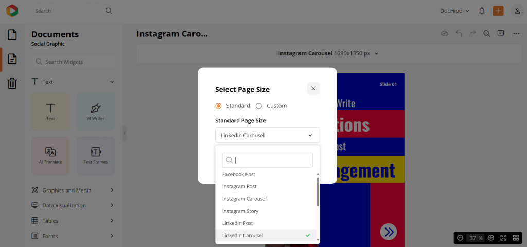 DocHipo smart resize feature for instant content reformatting