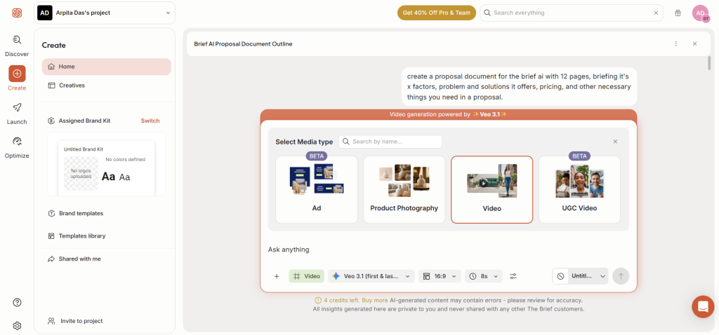 The Brief tool- Not a proposal maker