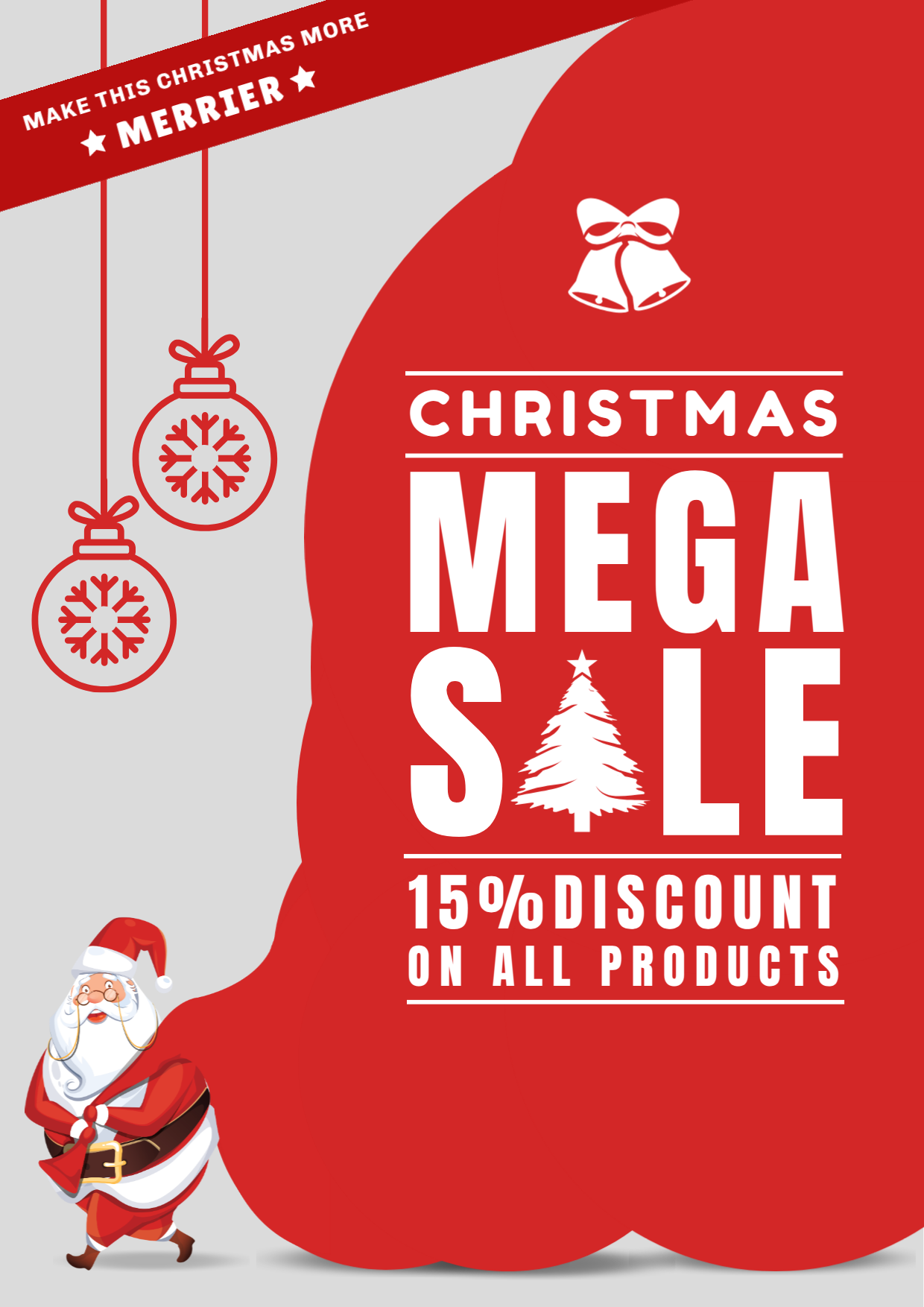 Christmas poster design with Christmas bell vector icon