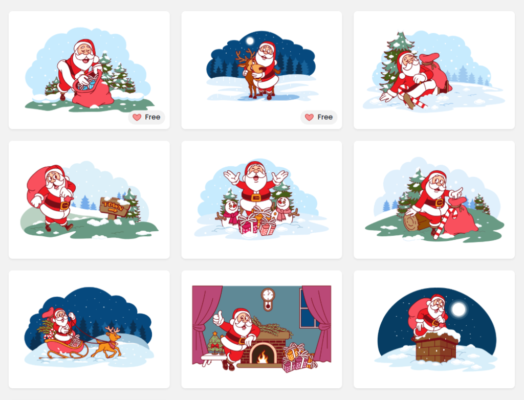 DocHipo Santa Claus scene illustrations