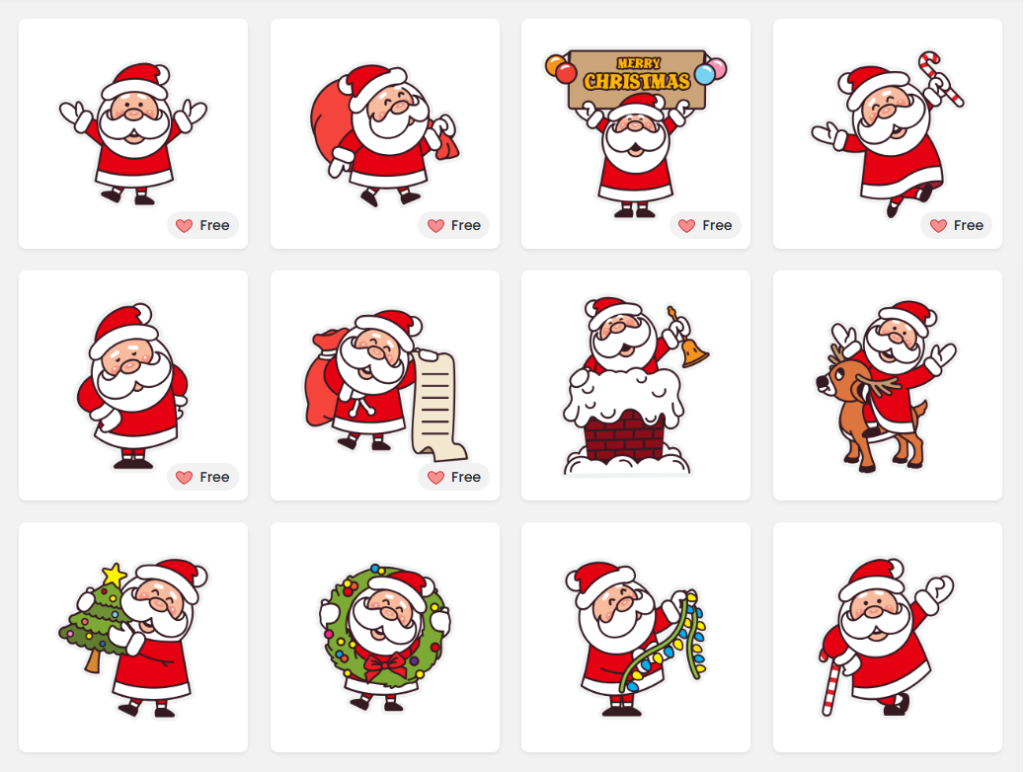 DocHipo Santa Claus vector stickers for Christmas