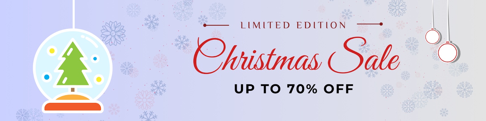 Etsy banner with Christmas tree and snowy globe as the charming Christmas graphics