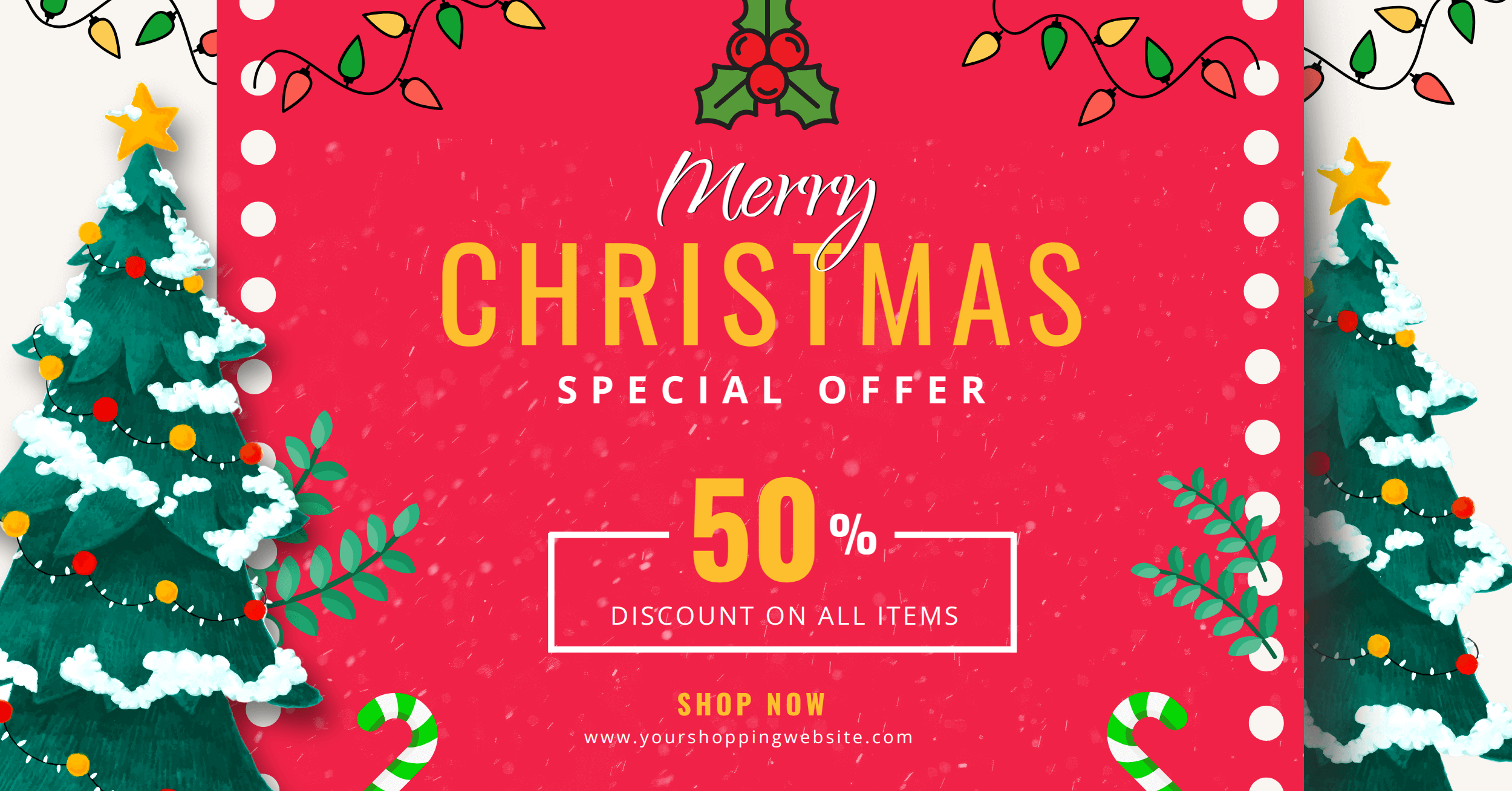 Facebook Ad with Ornamental Christmas Vector Icon