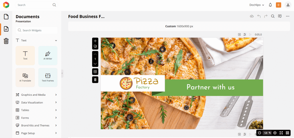 Food business-sales presentation in DocHipo