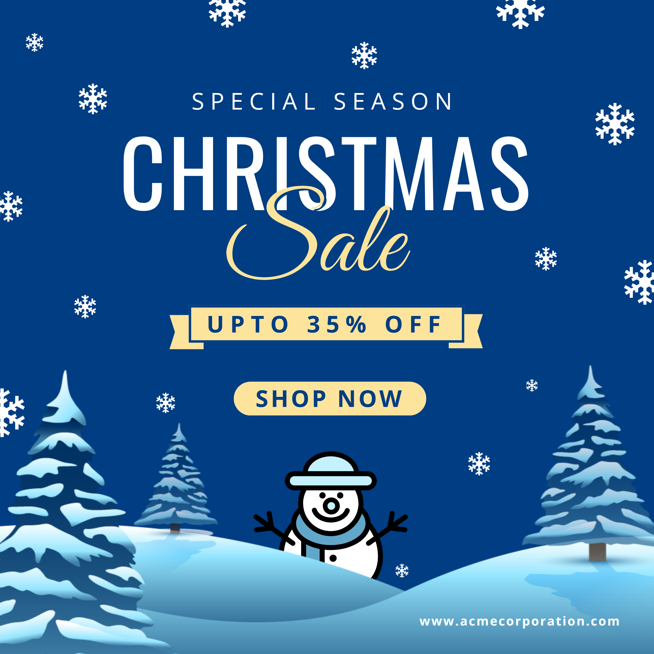 Instagram Ad with Christmas Vector Icon as Snowman