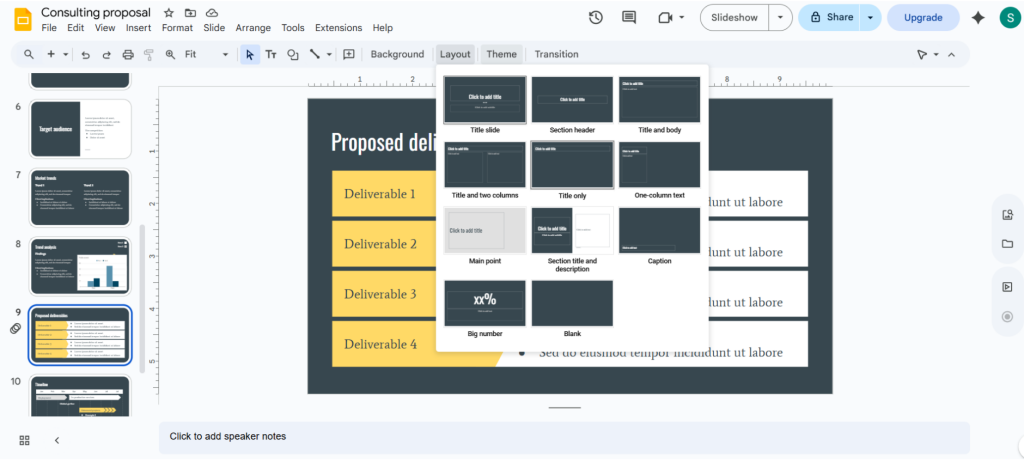 Google slides core features