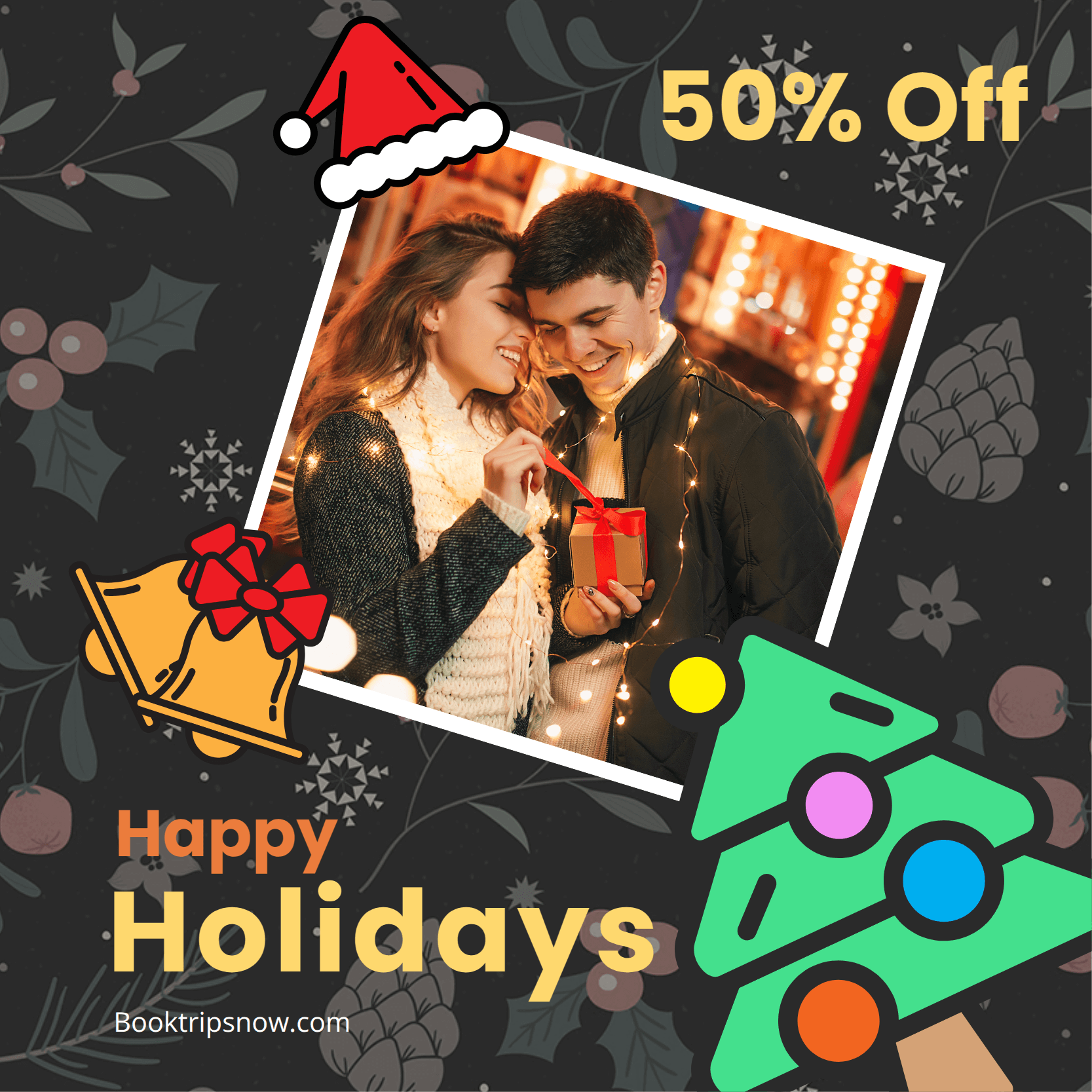 Square Post with Christmas Vector Graphics