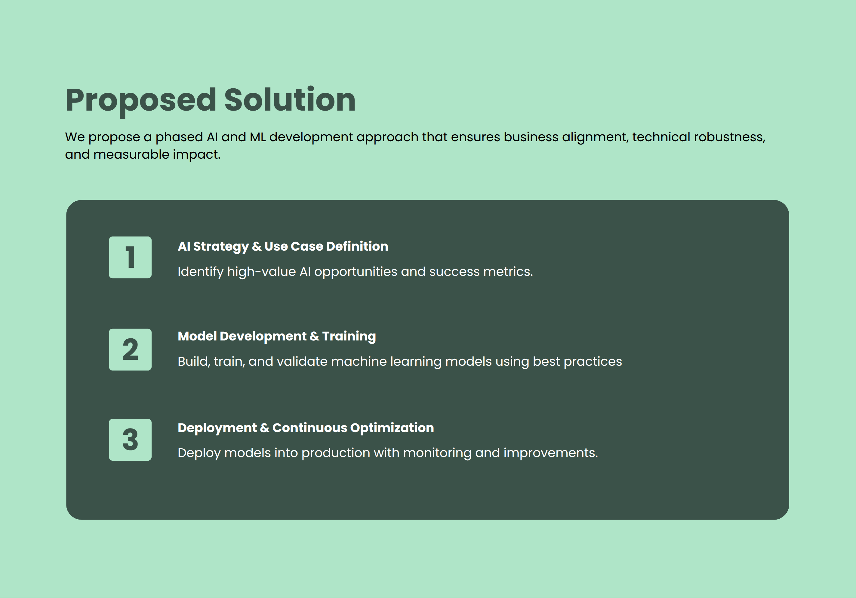 AI ML Development Services Proposal solution