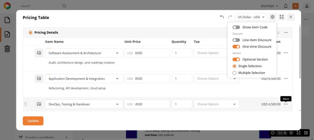 DocHipo Cybersecurity proposal template- pricing table