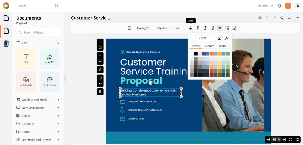 Proposal template customizations in DocHipo