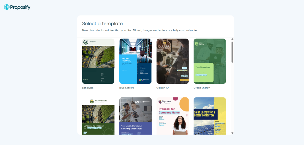 Proposify templates