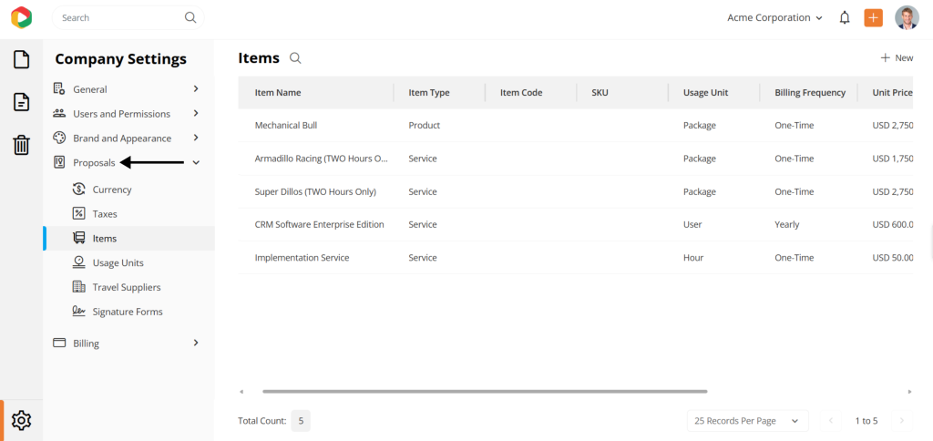 Advanced proposal settings in DocHipo