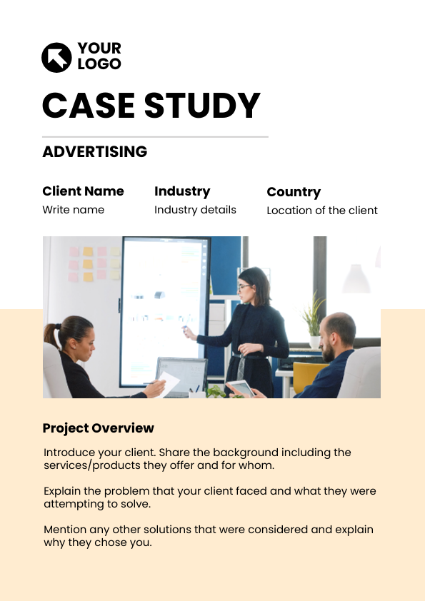 Advertising case study template in DocHipo